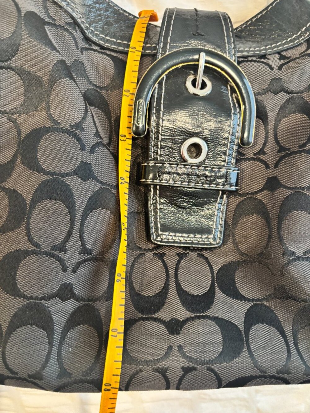 Coach Signature Black Canvas with leather handbag/purse tote/shoulder bag - Picture 7 of 8